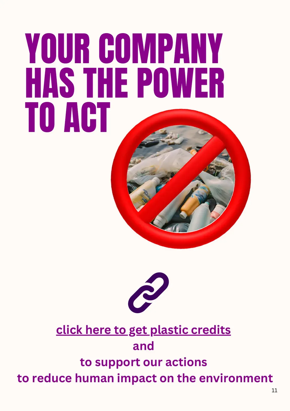 Promotional image with text about getting plastic credits to support actions that reduce human impact on the environment