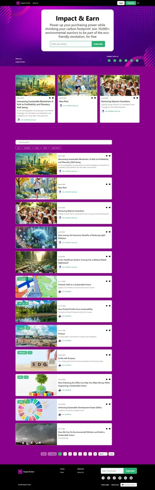 Promotional screenshot about reducing carbon footprint through purchasing choices and joining an environmental community