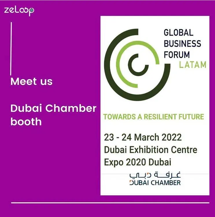 Promo poster for a Dubai Chamber booth at the Global Business Forum, Expo 2020 Dubai, March 2022 Promo poster for a Dubai Chamber booth at the Global Business Forum, Expo 2020 Dubai, March 2022